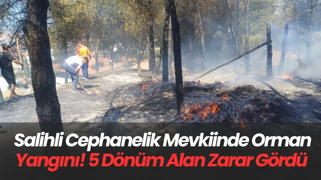 Salihli Cephanelik Mevkiinde Orman Yangını! 5 Dönüm Alan Zarar Gördü