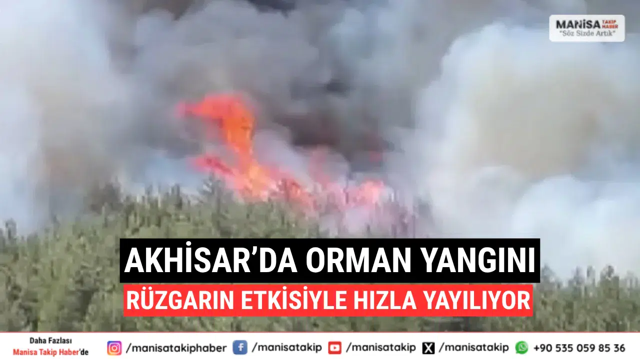 Akhisar’da Orman Yangını Rüzgarın Etkisiyle Hızla Yayılıyor