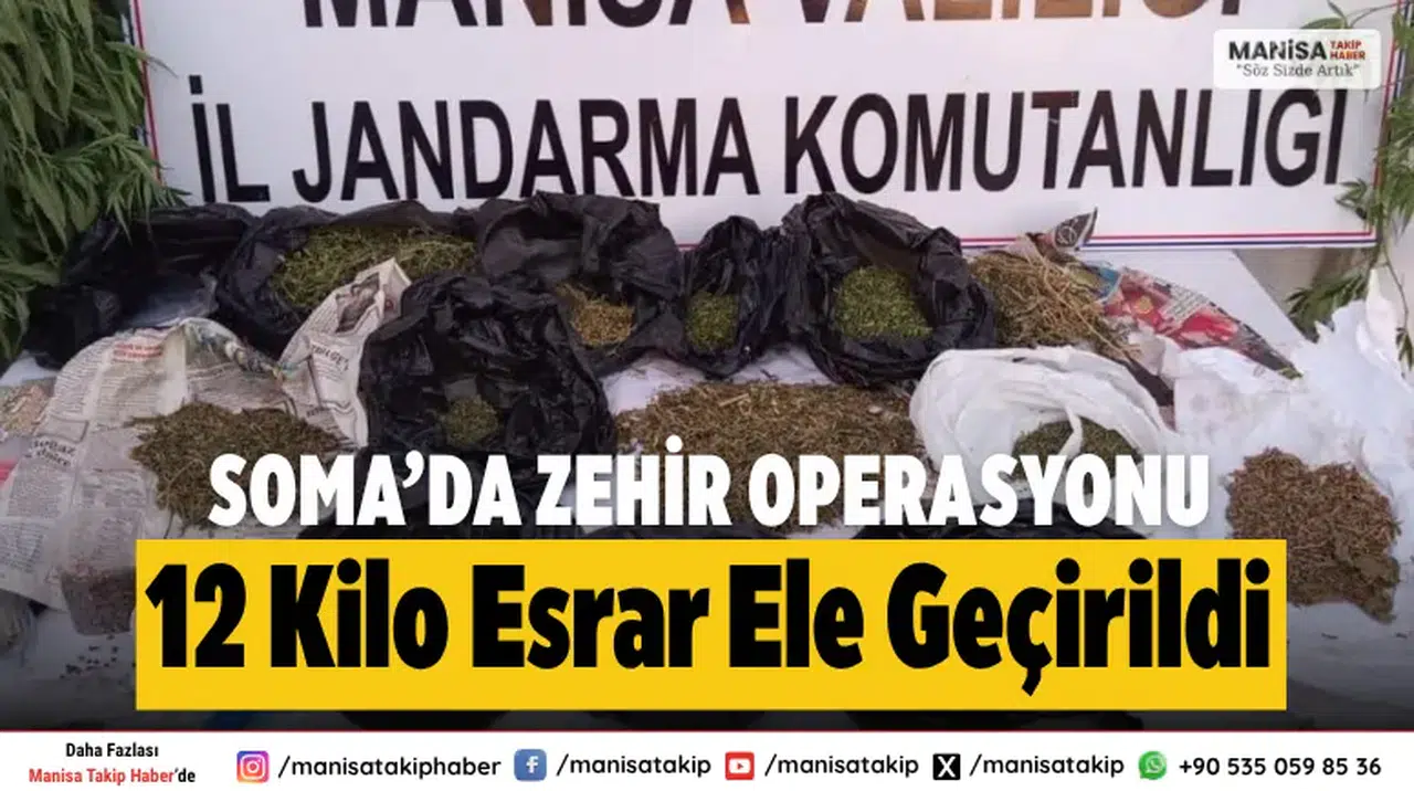 Soma’da Uyuşturucu Operasyonu: 12 Kilo Esrar ve 15 Kök Kenevir