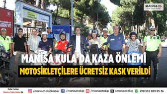 Kula’da Motosiklet Sürücülerine Ücretsiz Kask Dağıtıldı