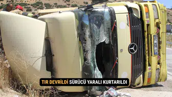 Kula D300 Karayolunda Tır Devrildi Sürücü Yaralı Kurtarıldı