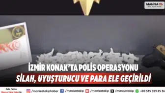 İzmir Konakta Polis Operasyonu Silah Uyuşturucu ve Para Ele Geçirildi