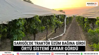 Sarıgöl’de Traktör Üzüm Bağına Girdi Örtü Sistemi Zarar Gördü