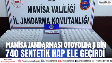 Manisa jandarması otoyolda 8 bin 740 sentetik hap ele geçirdi