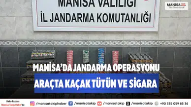 Manisa’da jandarma operasyonu Araçta kaçak tütün ve sigara