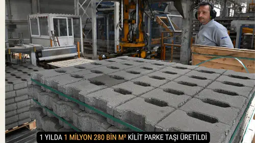 Manisabüyükşehirbelediyesi  1 Yılda 1 Milyon 280 Bin m² Kilit Parke Taşı Üretildi