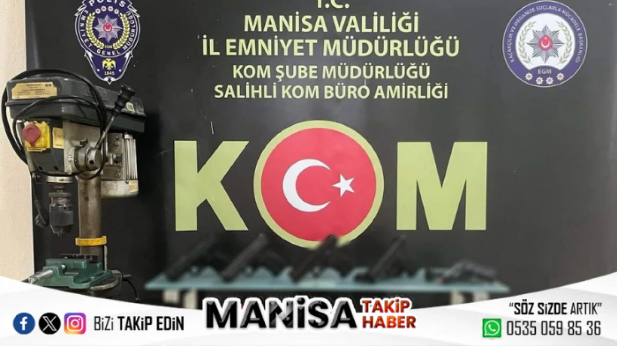 Salihli'de Silah Atölyesine Baskın: Çok Sayıda Tabanca ve Parça Ele Geçirildi